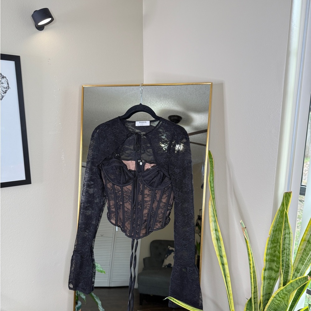 HOUSE OF CB 'Lisette' Black Lace Corset Top with Bolero - Picture 5 of 10